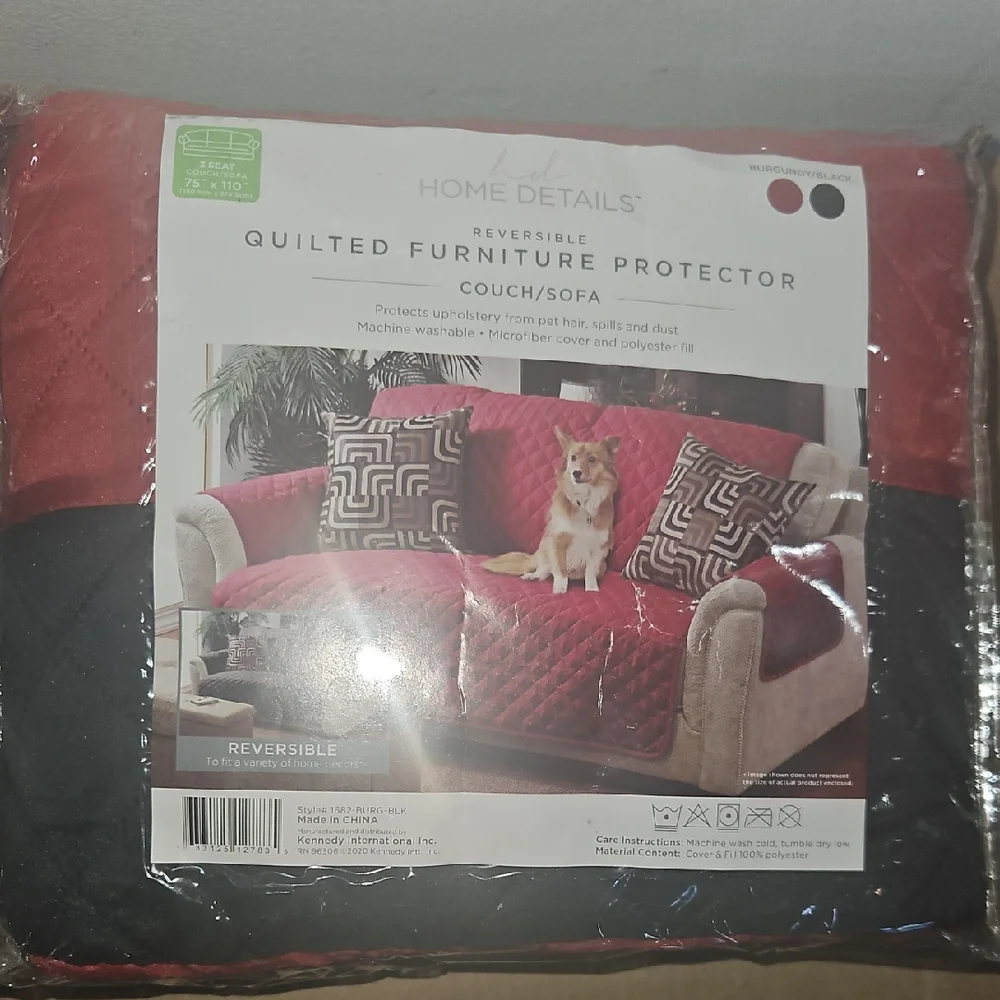 Reversible Red and Black Quilted Furniture Protector